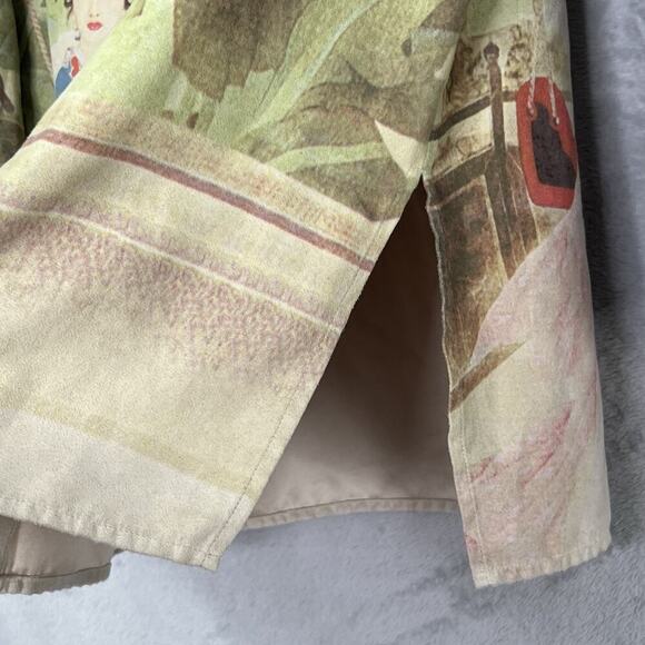 Chicos Womens Sz M Blouse Shirt Oriental Asian Women Geisha All Over Print Uniq - Picture 5 of 12